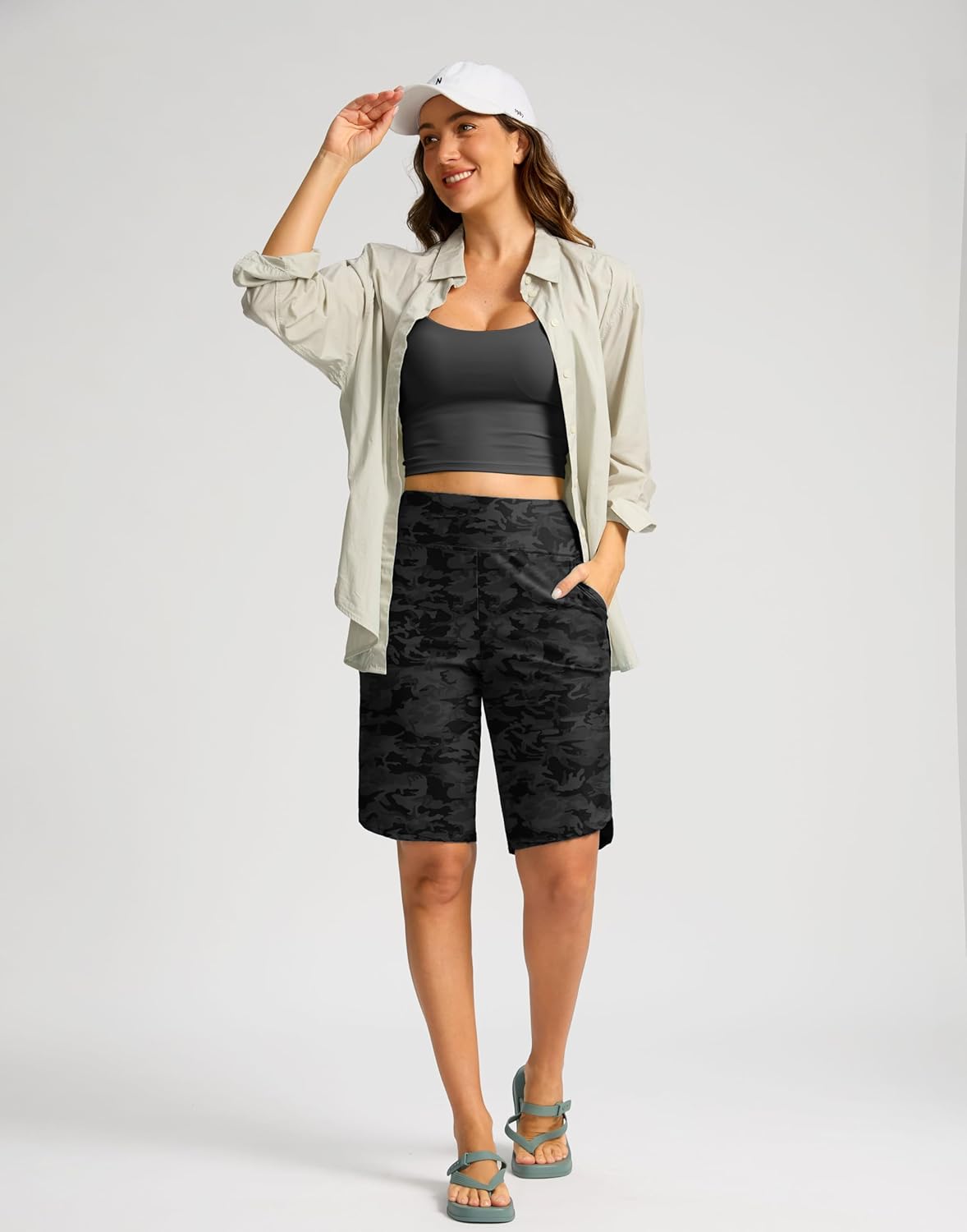 G Gradual Women's High Waisted Swim Board Shorts 11" Knee Length Beach Swimming Long Shorts for Women with Pockets Liner - Image 3