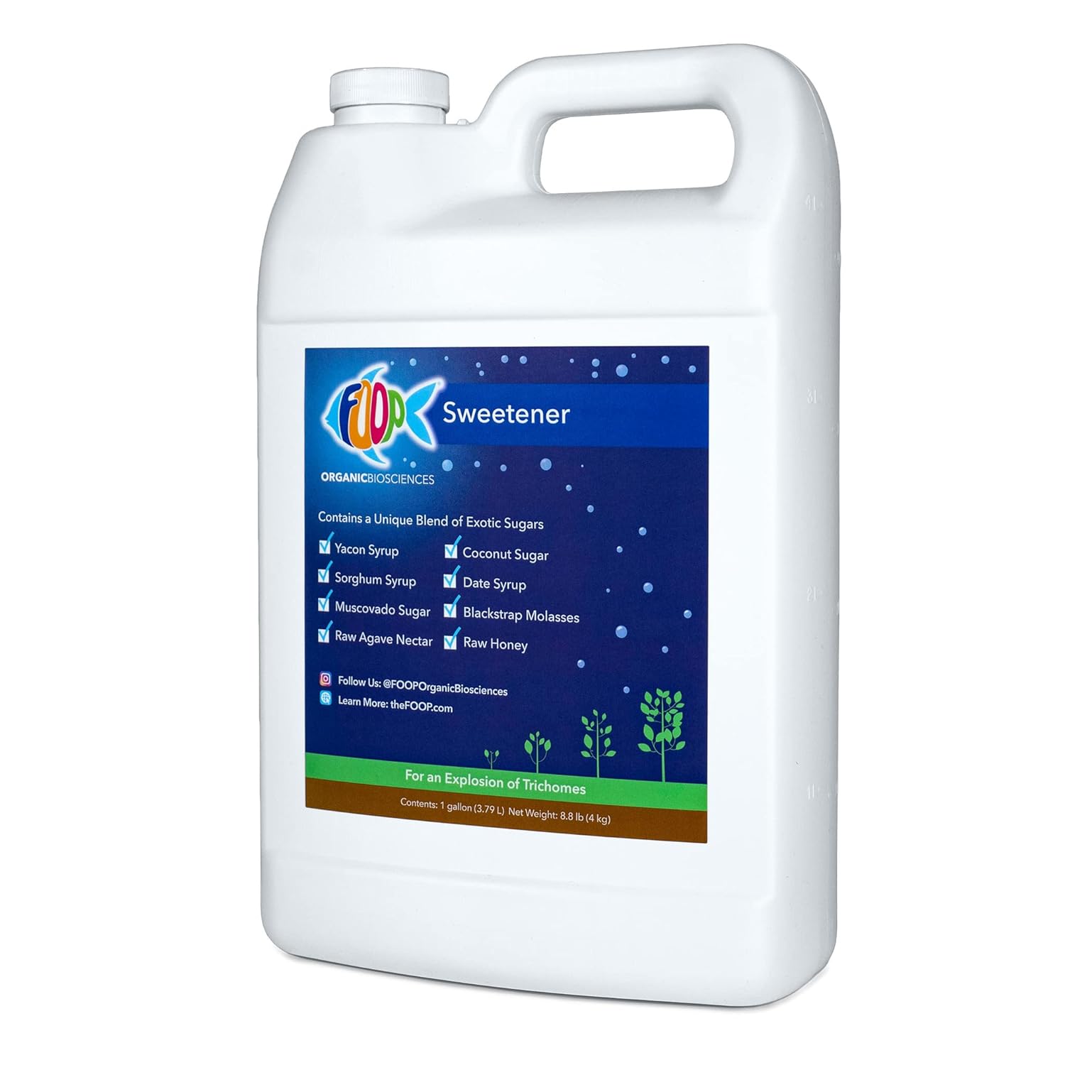 FOOP Sweetener: Organic Terpene Enhancer for Plants | Creates an Explosion of Trichomes | Contains 8 Organic Sugars | Works with All Growing Media and Nutrient Lines (1 Gallon)