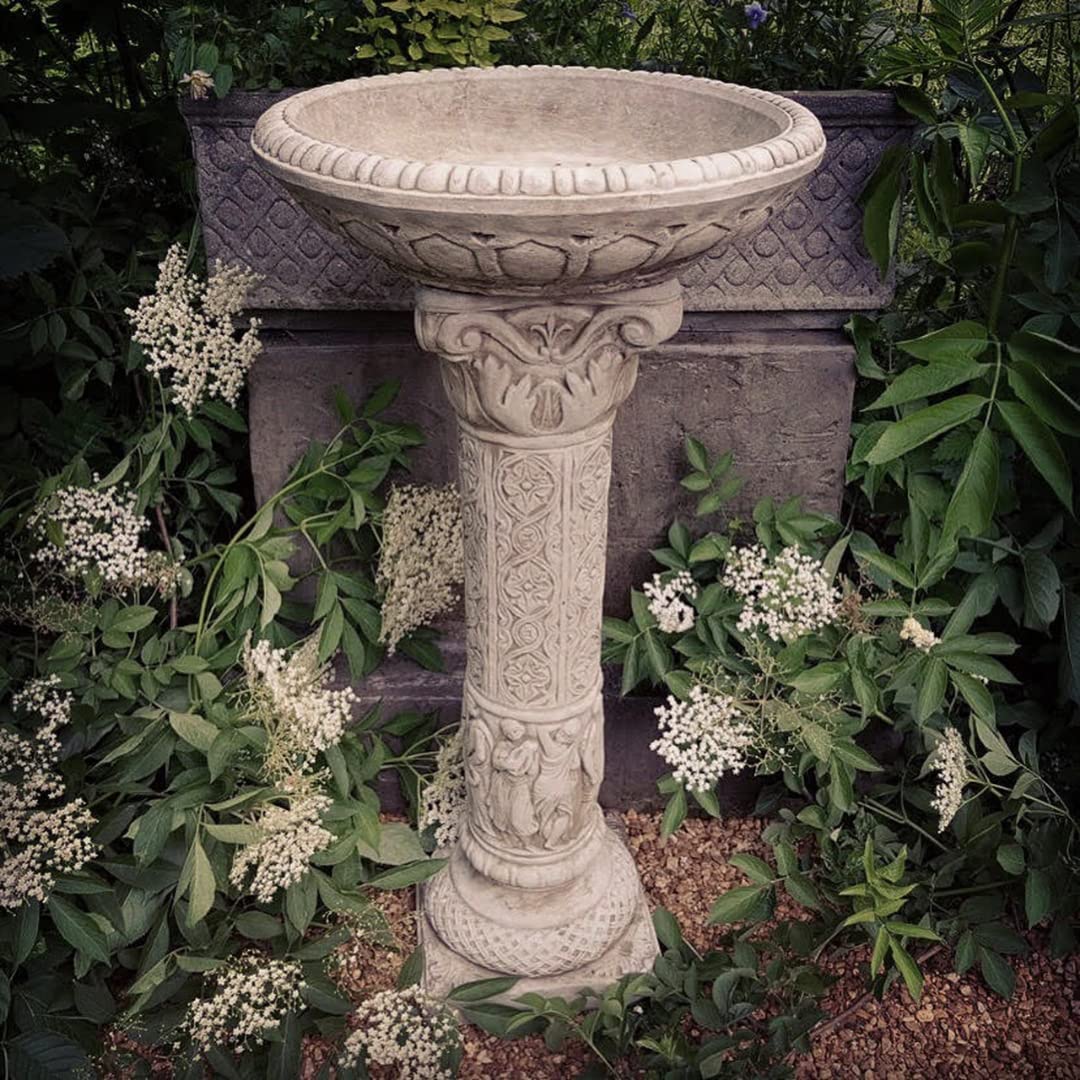Discount Garden Statues Roman Design Elegant Stone Birdbath