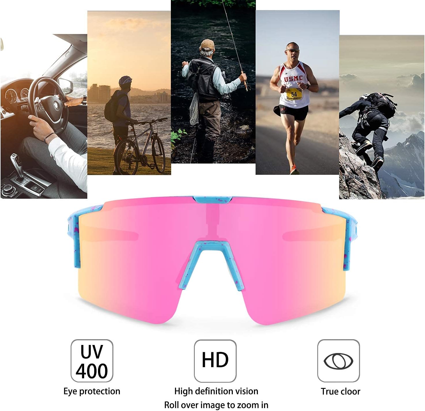 OULAIQI Cycling Sunglasses Polarized Sunglasses for Cycling Men Women with 1 Lens or 3 Interchangeable Lens Baseball Glasses : Sports & Outdoors