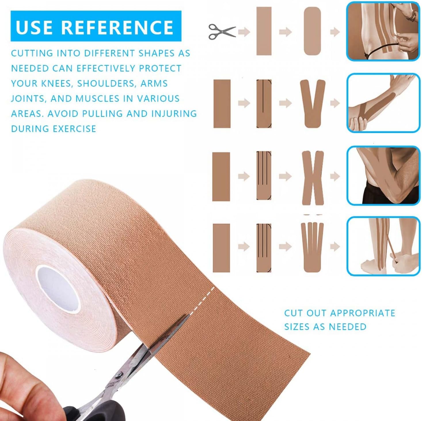 SenseYo 2 Pack Kinesiology Tape, Athletic Tape Supports Protects Muscles, Knees, Shoulders & Plantar Fasciitis, Waterproof & Hypoallergenic Kinesiology Tape (Skin Color)