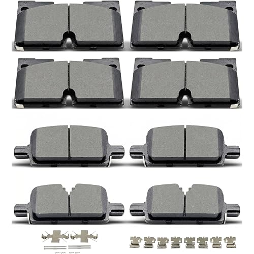 D2173 D2174 Front Rear Ceramic Brake Pads With Clips For Chevrolet Silverado 1500 2019-2022,Suburban 2021-2022,Tahoe 2021-2023,Cadillac Escalade/ESV 2021-2022,GMC Sierra 1500 2019-2022,Yukon 2021-2023