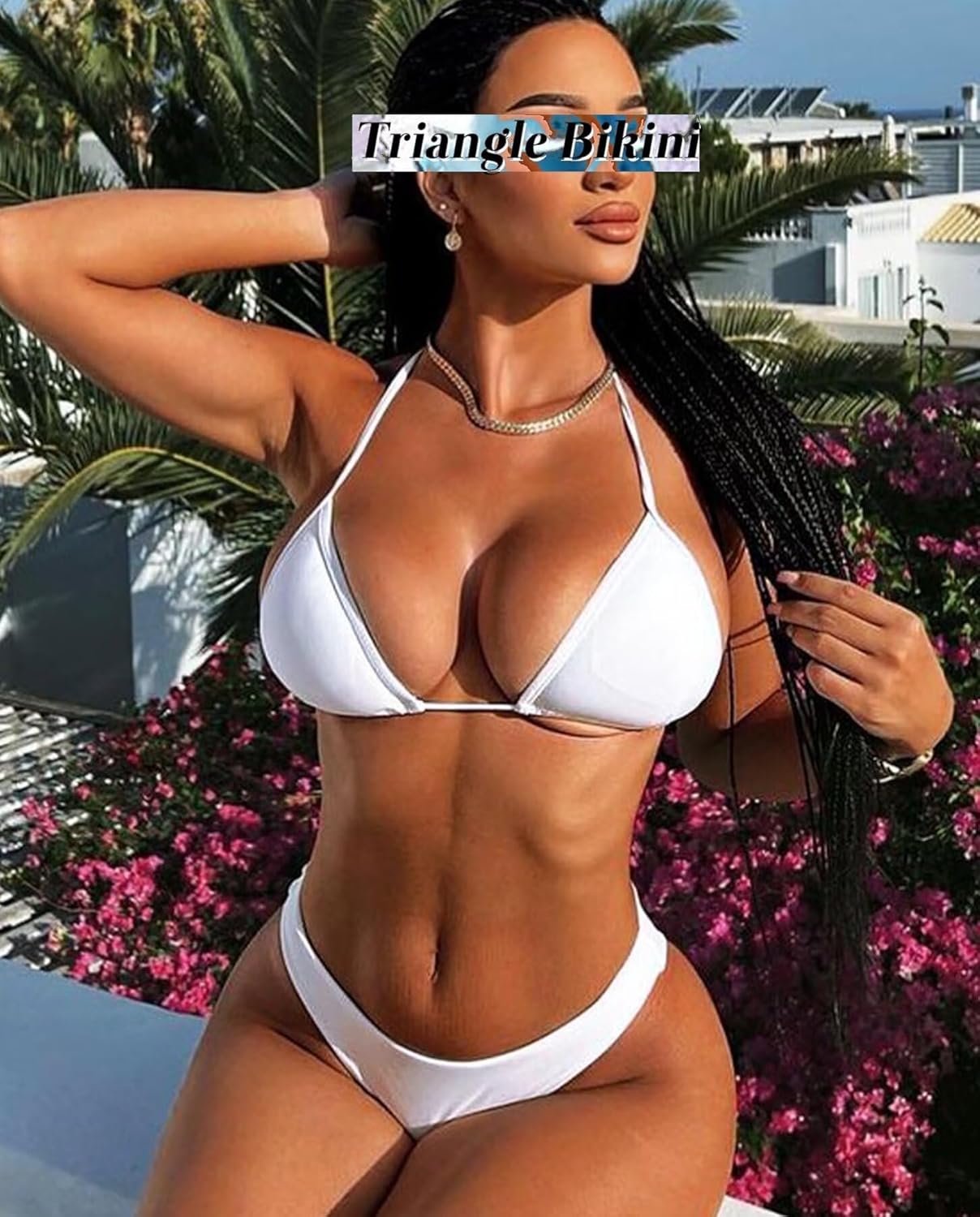 TZLDN Triangle Bikini Top for Women String Bathing Suit Tops Padded Swimsuit Sexy Tie Back Swim Suit - Image 3