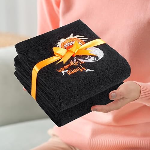 Miniatura 6 de Quera Paquete de 2 toallas de mano de Halloween, 100% algodón, bordadas, decoración de lujo de primera calidad, juego de toallas decorativas para