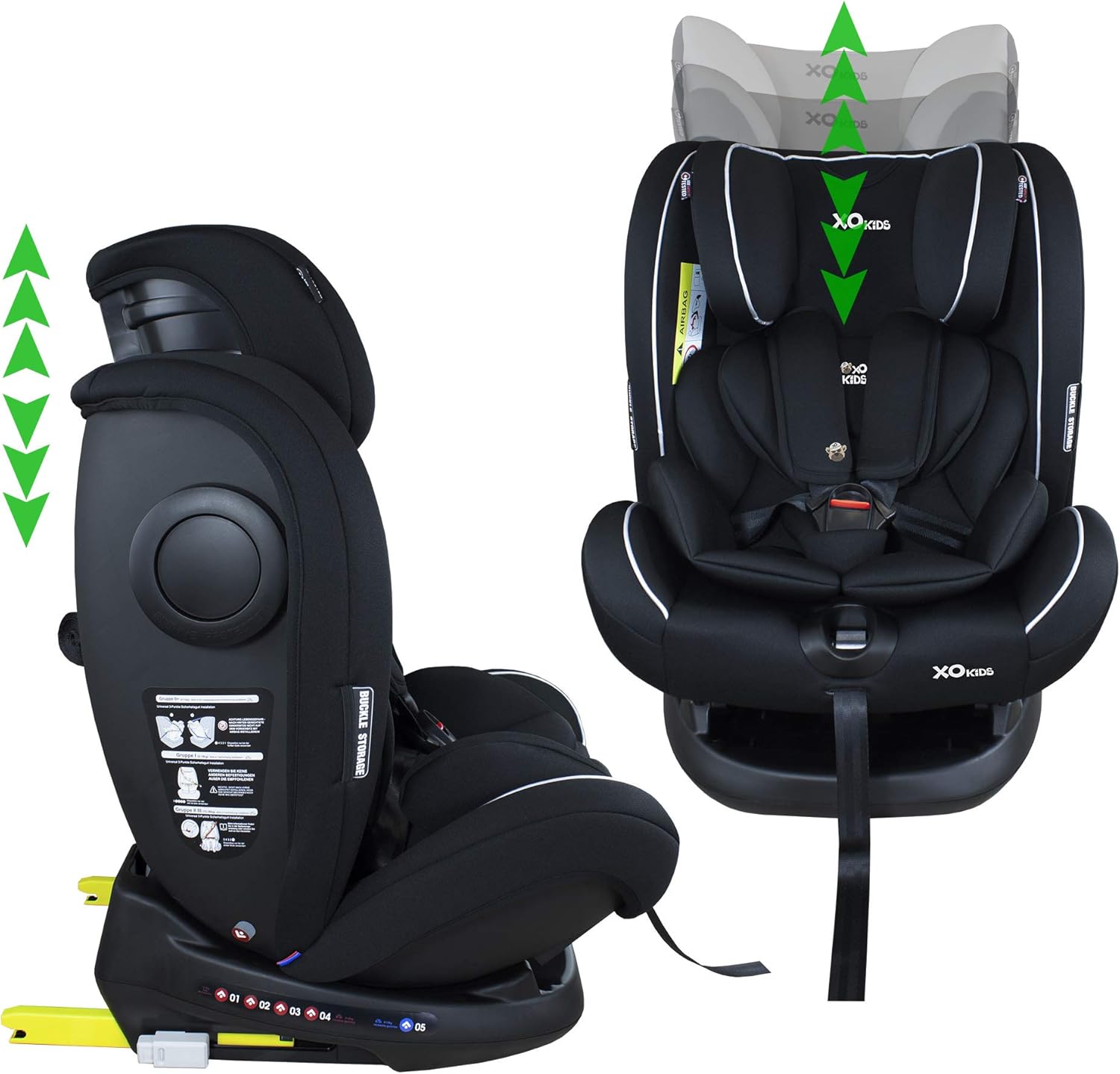 XOMAX S66 Child Car Seat Headrest Adjustment Side View