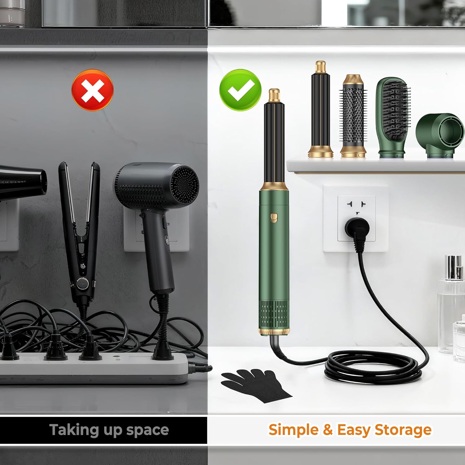 Blow Dryer Brush Set 5 in 1, Hot Air Styler Negative Ion Air Curling Wrap Air Curler, Round Brush Blow Dryer Curling Iron Hair Styling Tools Gift for Dry,Volumize, Straight,Curl,100-120V