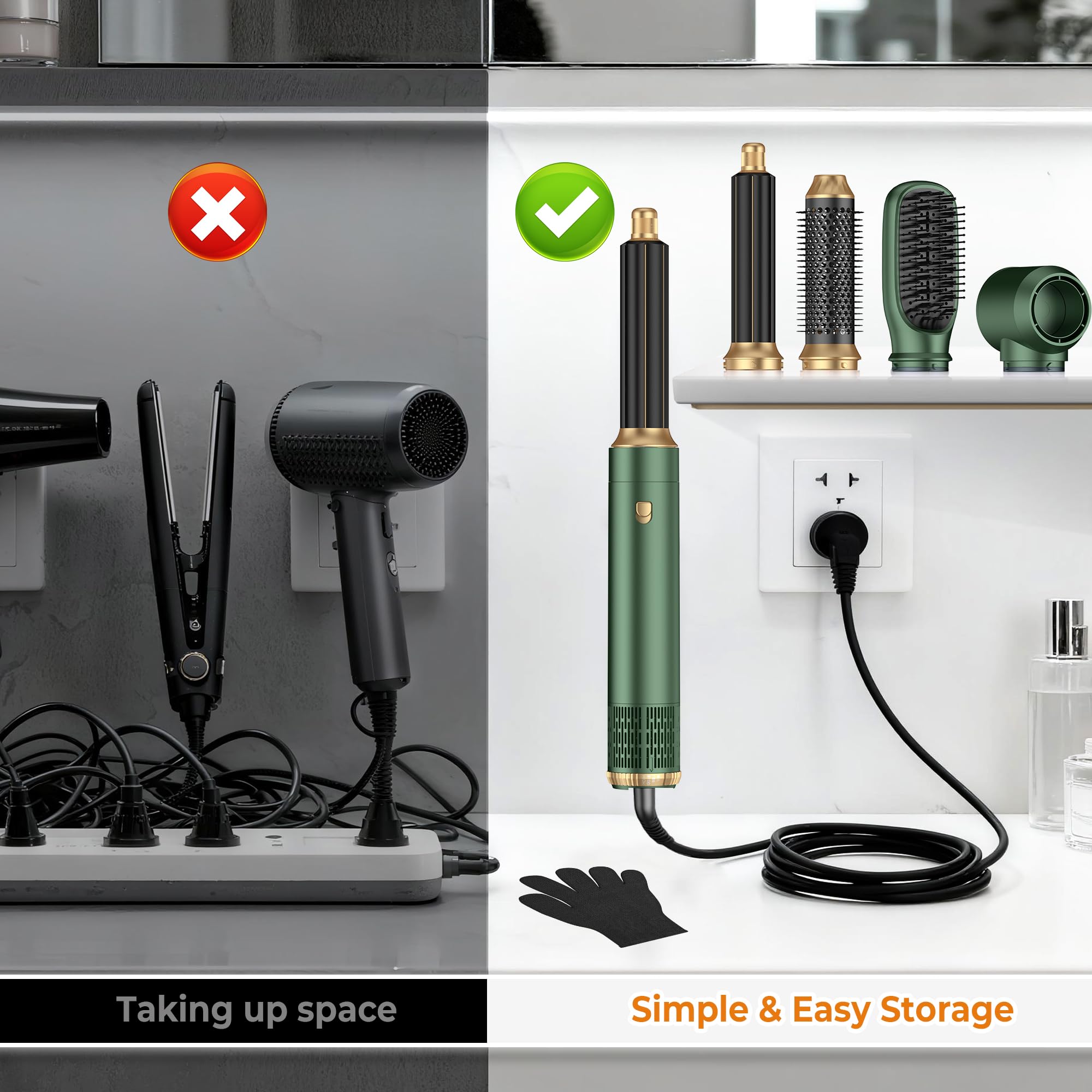 OKWRAP 5-in-1 Hot Air Styler, 700W Auto-Wrap Curlers, 110-120V