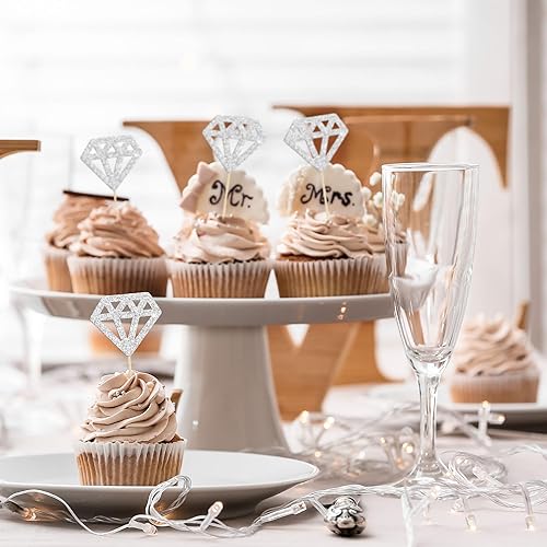 Miniatura 4 de Gyufise 36 piezas de diamantes para cupcakes con purpurina para despedida de soltera, para boda, compromiso, aniversario, fiesta de cumpleaños,