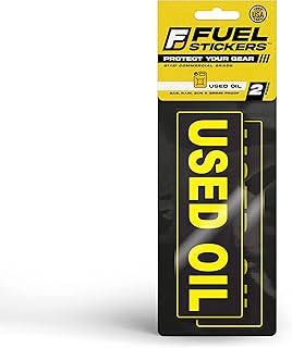 Used Oil Sticker - Waste Oil Labels for Storage Tanks and Drums, Canisters, and More - Weather Proof, Extreme Stick, Durable Decals by Fuel Stickers - USA Made (6x2 inch), 20 Labels