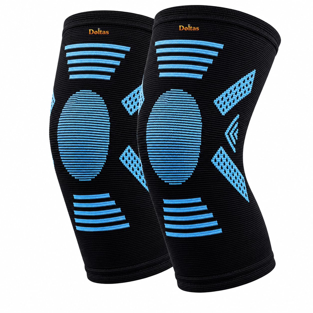 DOLTAS Orthopedic Knee Caps for Knee Pain Relief & Joint Support | Knee Sleeve for Gym, Running, Jogging, Sports & Workout | Anti-Sweat Compression Knee Brace for Men & Women | PAIR (BLACK) L-image-1