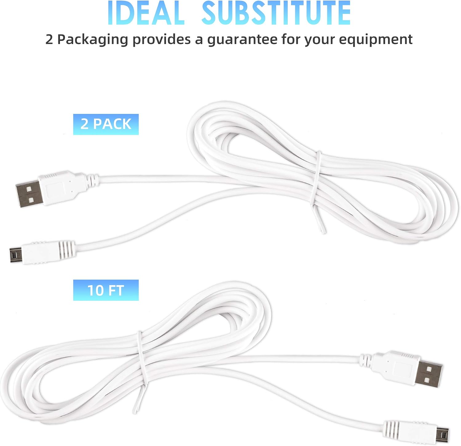 2Pack 10FT Charger Cable for Wii U Gamepad, AC Power Adapter Charger Cord for Nintendo Wii U Gamepad Remote Controller image 3