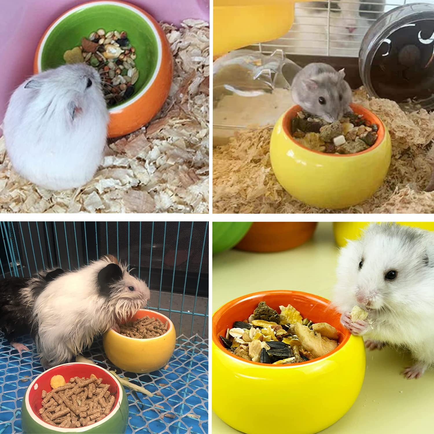 Lot de 3 Mangeoire en Céramique pour Rongeur Gamelle pour Petits Animaux Gamelles en Céramique pour Hamster Cochon d'Inde Gerbilles Bac à Manger Gamelle pour Eau Anti-Morsure
