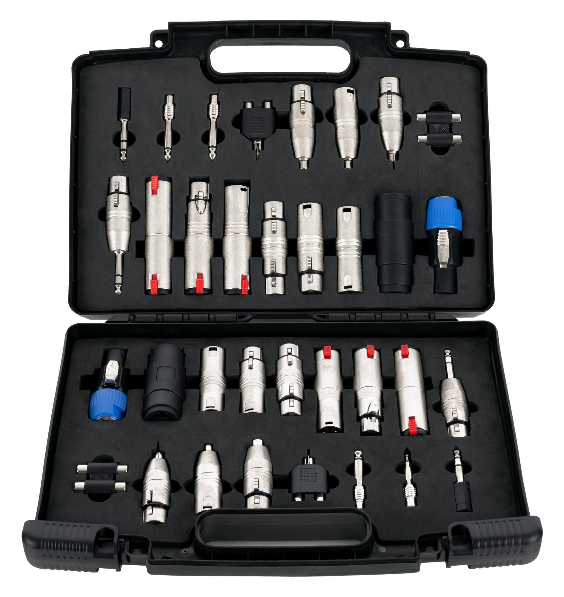 Pronomic Set de Adaptadores de Audio ADC-34 en Maletín - 34 Adaptadores en un Estuche - Completo en Maletín Organizador - Negro