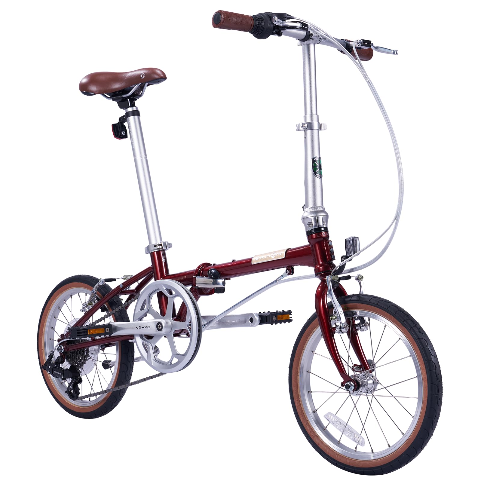 Dahon Boardwalk D7 Bicicleta Plegable para Adultos, Bicicleta de 16 Pulgadas con Cambio de 7 velocidades, Bicicleta Urbana Plegable para commuters y Viajes marrón