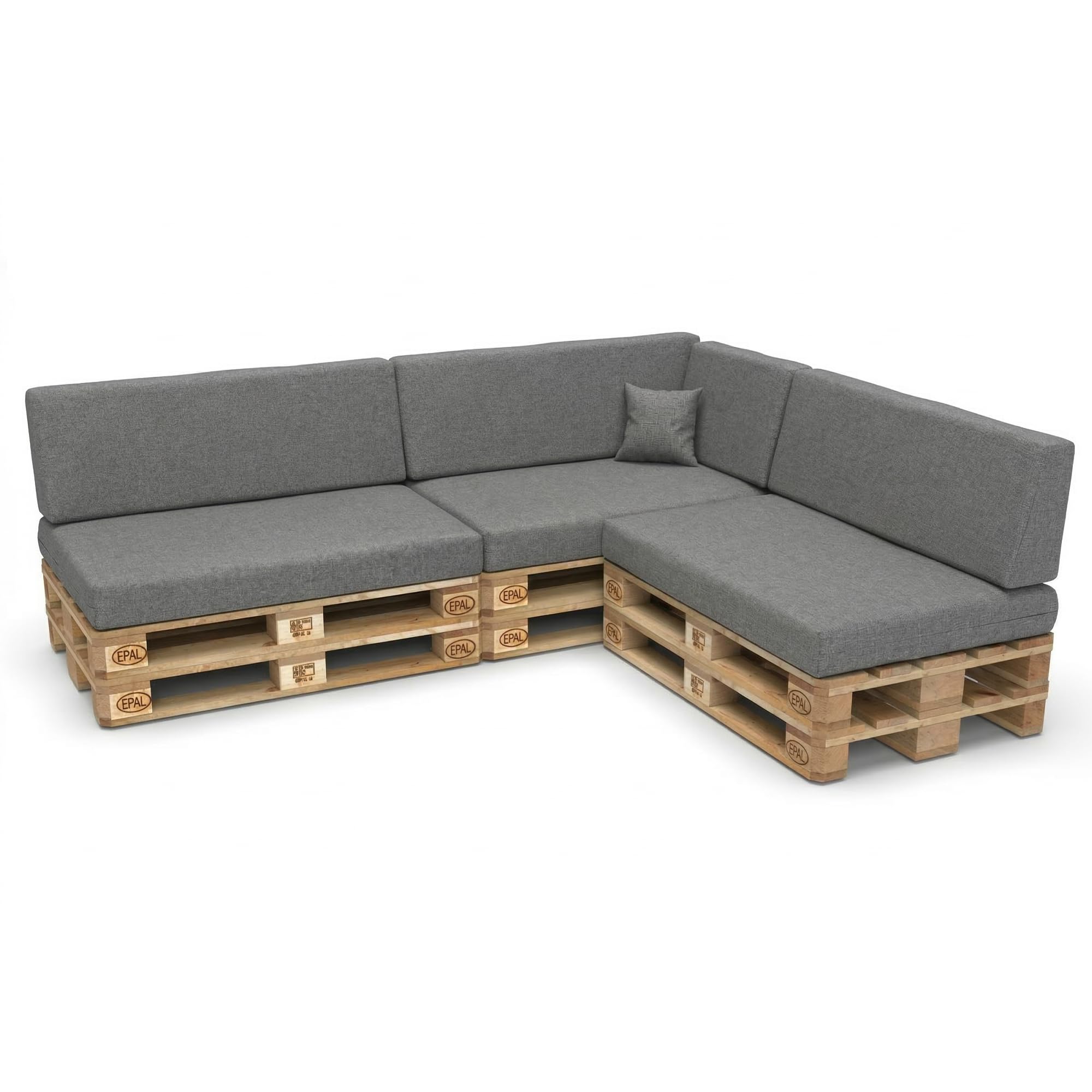 Lot de 8 coussins pour palettes européennes, résistants aux intempéries - 3 coussins d'assise de 120 x 80 cm, 3 coussins de dossier 120 x 40 cm + coussins latéraux 60 x 40 cm + coussins