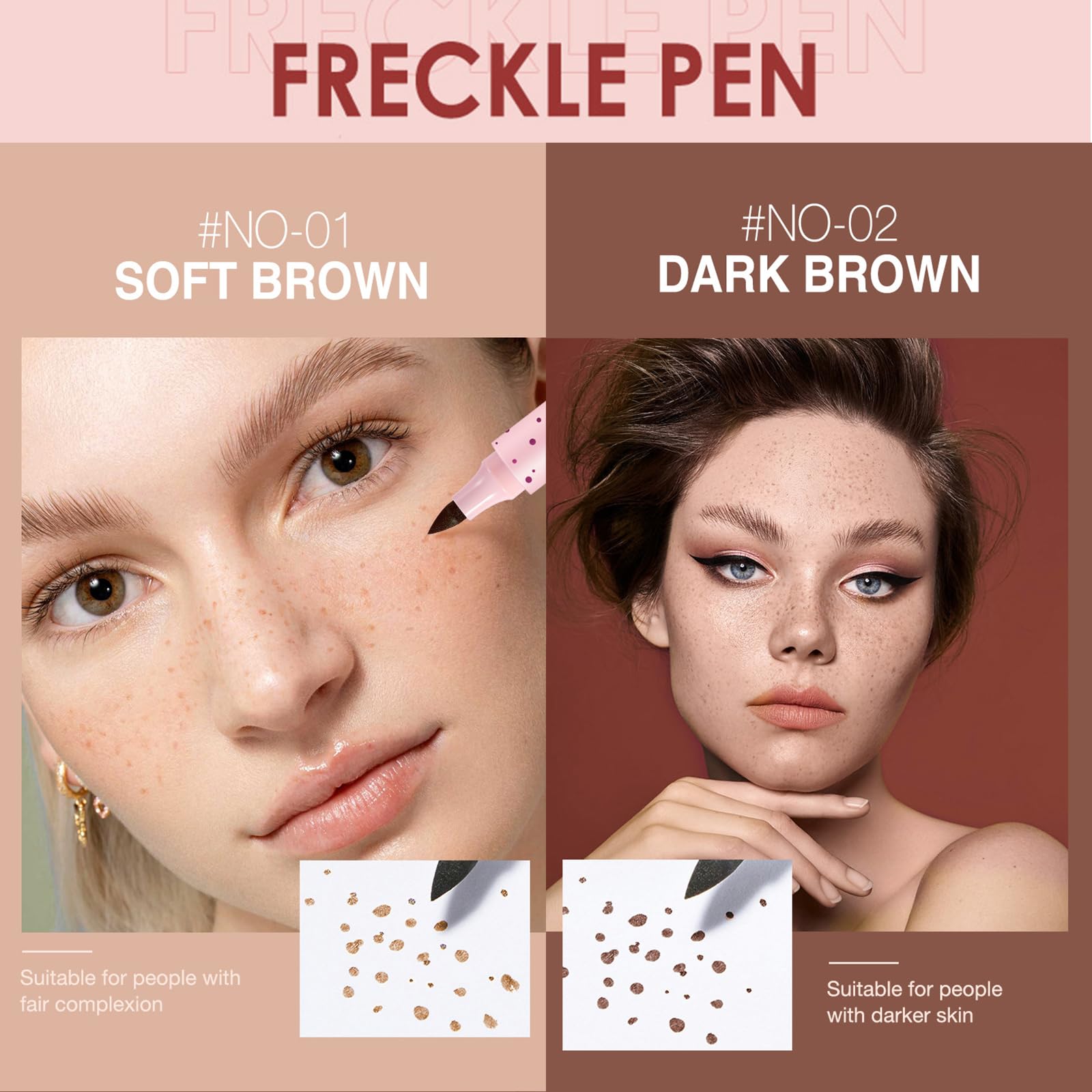 2PCS Freckle Pen Waterproof Soft Dot Pen with Fine Tip for Natural Sunkissed Makeup, Easy to Apply, Dual Shades in Light Brown & Dark Brown, Natural & Realistic Look, Beginner-Friendly - Image 2
