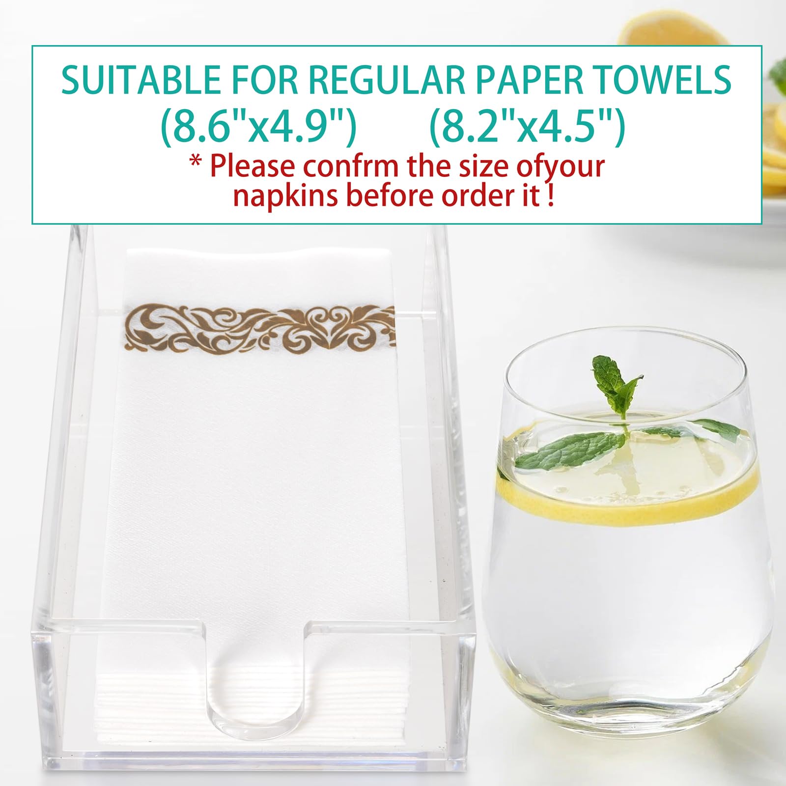 Rubtlamp 1 servilletero acrílico para baño, 0.27 pulgadas de grosor, soporte para servilletas de baño para invitados, bandeja de toalla de mano para cocina, fiestas, bodas, fiestas, hotel