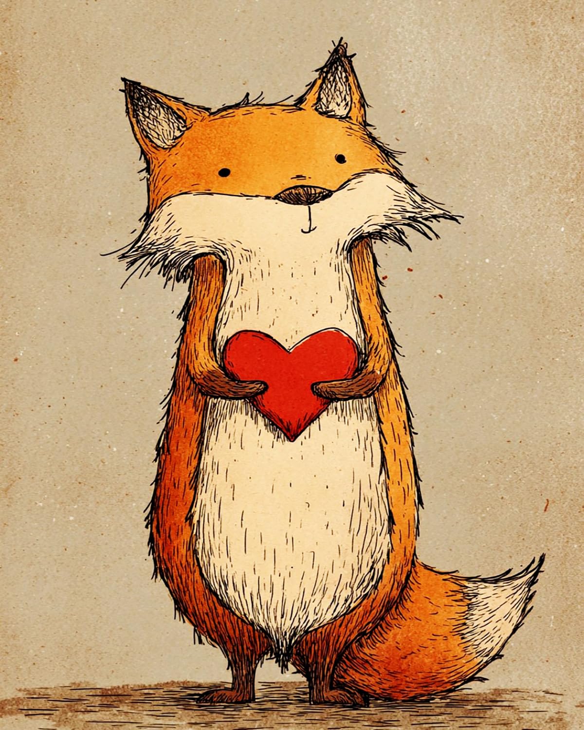 Liubaishi Multicolour Paint By Numbers Kit For Adults, Little Fox With A Heart, 16X20 Inch, Acrylic On Canvas