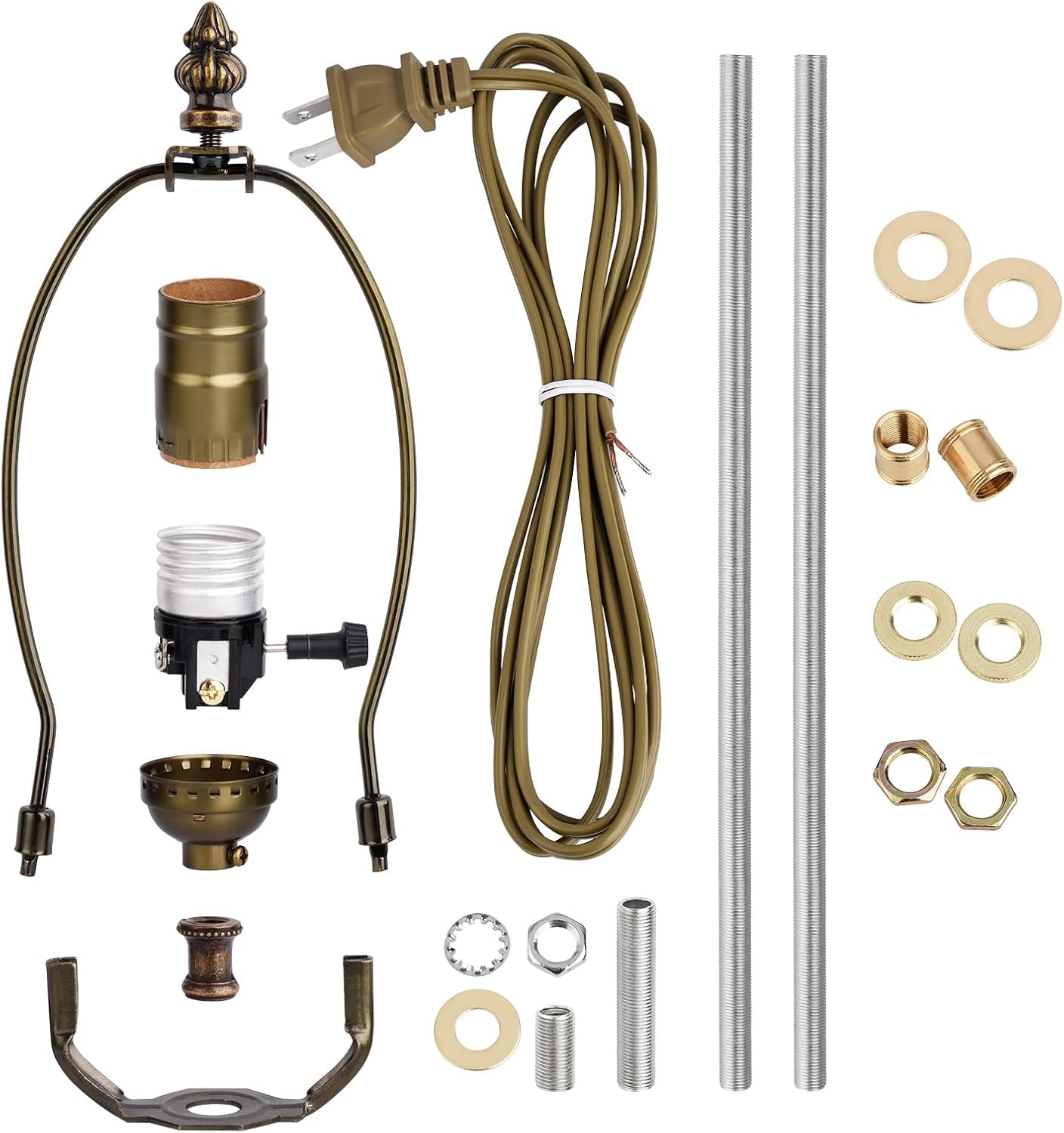 WEAVERBIRD Lamp Light Kit, Antique Brass Finish Table Lamp Wiring Kit
