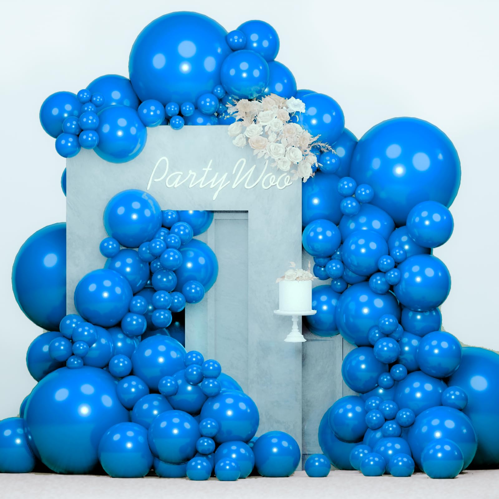 PartyWoo Pearl Blue Balloons 140pcs Assorted Sizes 18 12 10 5 Inch Latex Helium Balloon Arch Kit Garland for Graduation Baby Shower Gender Reveal Birthday Party Decorations - main product image