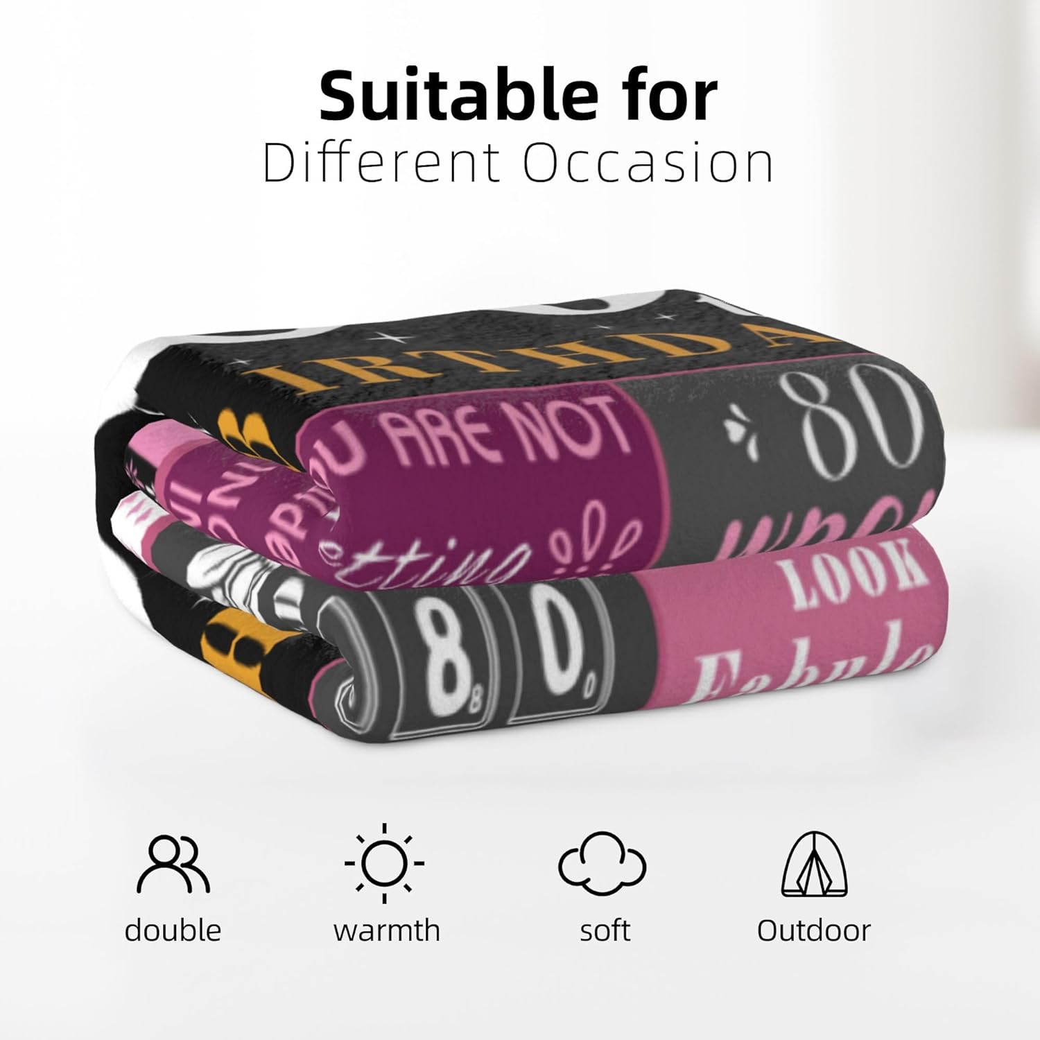 80th Birthday Gifts for Women, 80 Year Old Birthday Gifts for Women, 80th Birthday Decorations, 80th Birthday Gift Ideas Blanket 60"x50" - Image 7