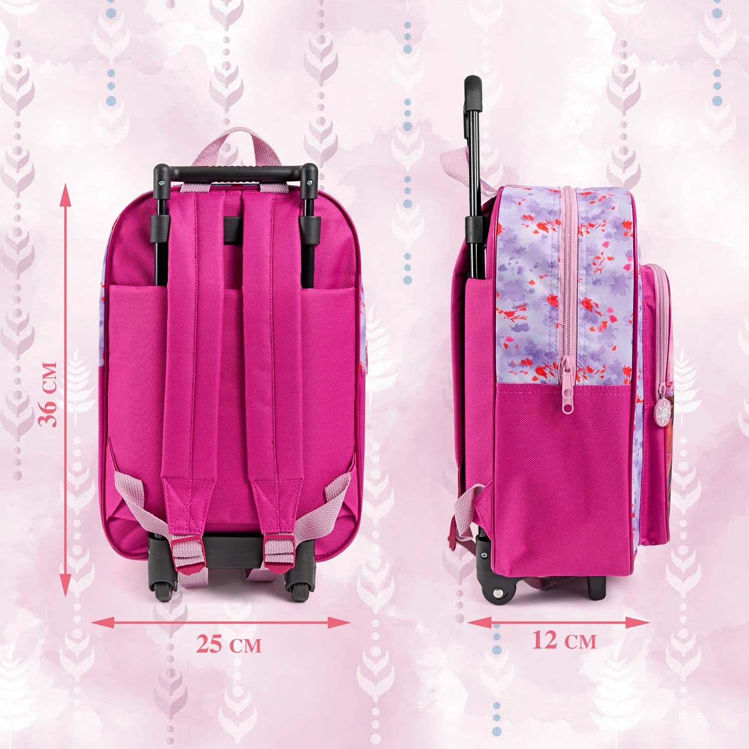 PERLETTI Disney Frozen 2 Sac à Dos avec Roues Amovible pour Filles - Princesses Elsa Anna Enfant Maternelle - Petit Cartable La Reine de Neiges 2 Voyages Loisirs - 36x25x12 cm