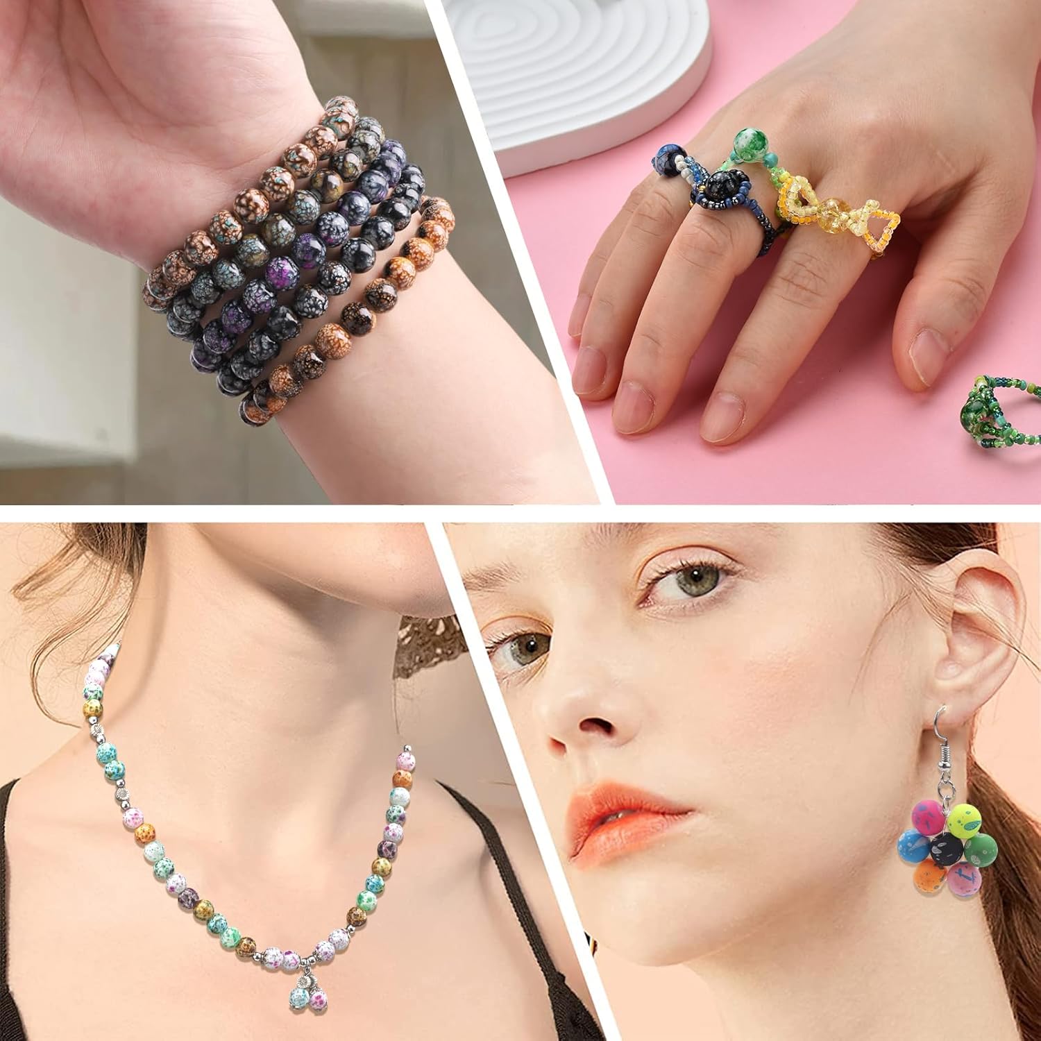 200pcs 8mm Crystal Beads for Jewelry Making Adults, 10 Colors Bracelet Beads Gypsy Polka Dot Round Glass Beads for DIY Bracelets Earrings Necklaces Crafts - Image 3