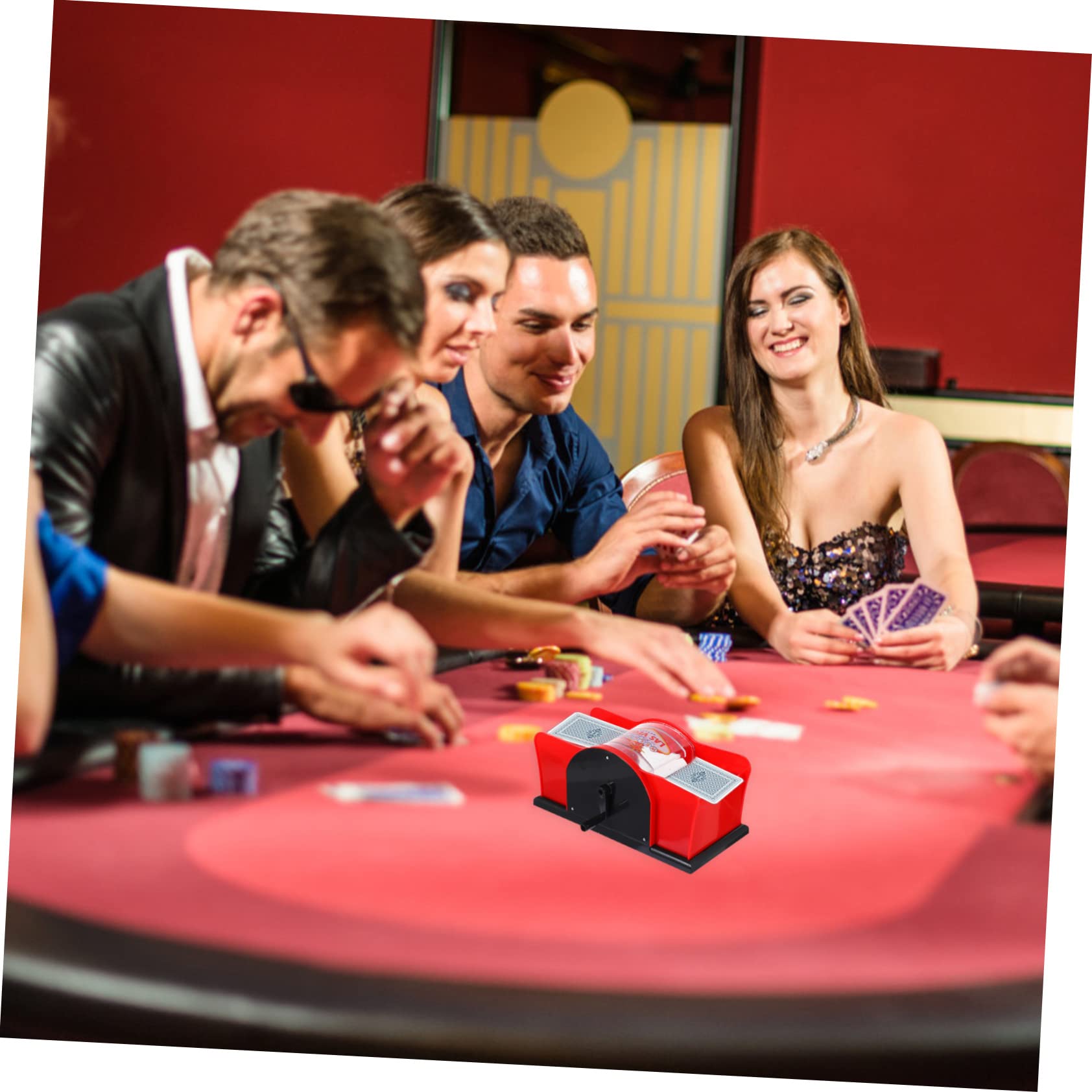 BCOATH Elegant Poker Card Shuffling Machine Manual Crank Barajador Plastic Material Quiet and Sturdy Easy to Handle 2 Decks Parties