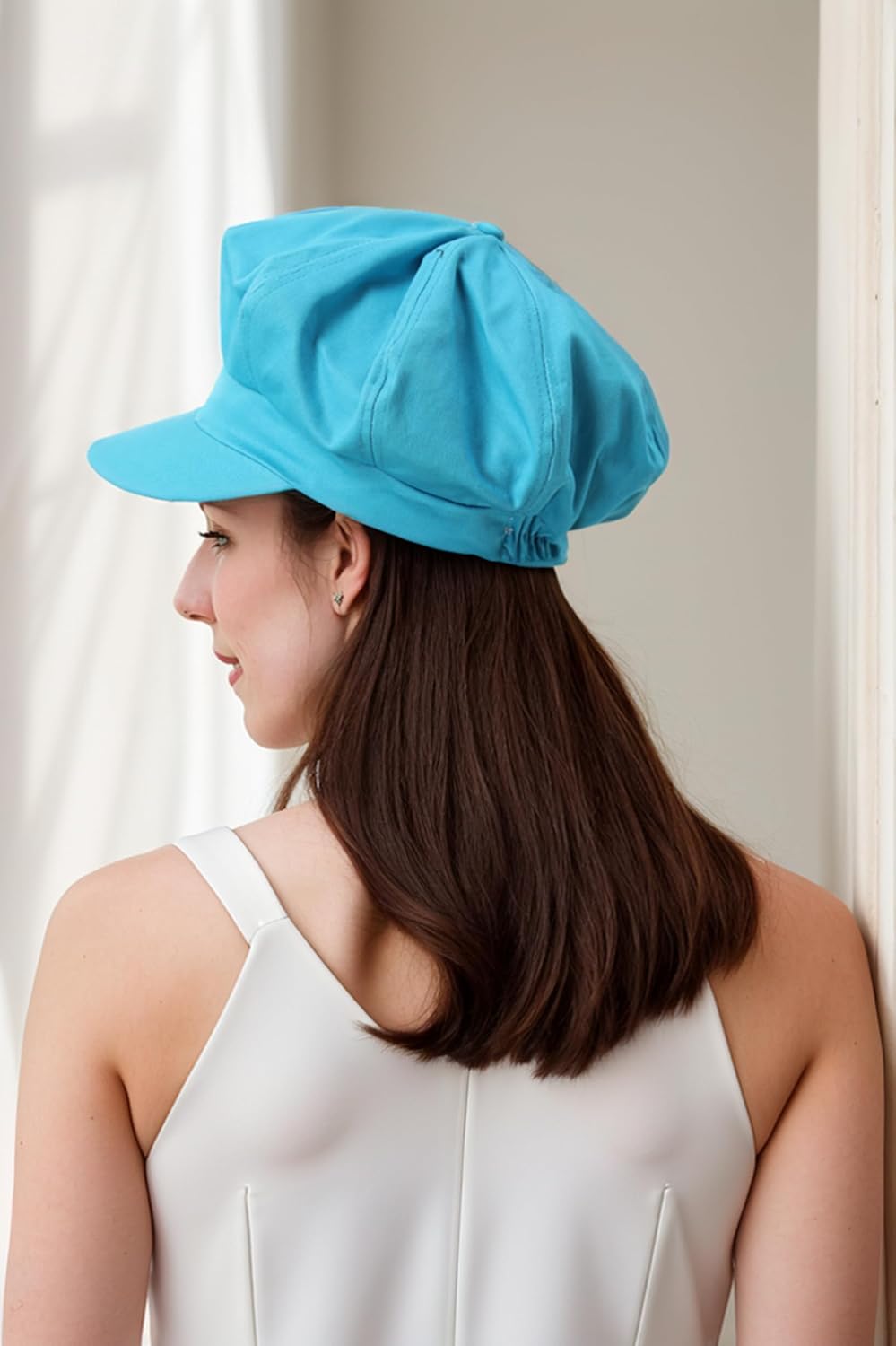 Newsboy Hats for Women -100% Cotton Womens Newsboy Cap Vintage Cabbie Hat - Pageboy Hats for Women Girls Ladies Gift (Cotton, Blue) - Image 5