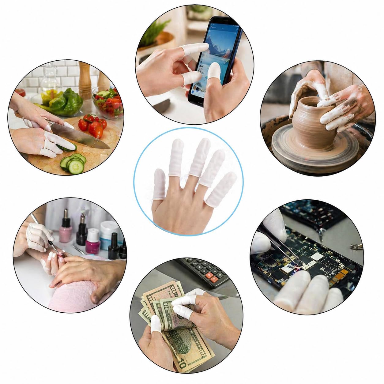 Krikish Anti-Static ESD Safe Chlorinated Latex Finger Gloves, Disposable and Reusable for Medical Use, Protective Finger Gloves, White - Set of 100 Pieces 3