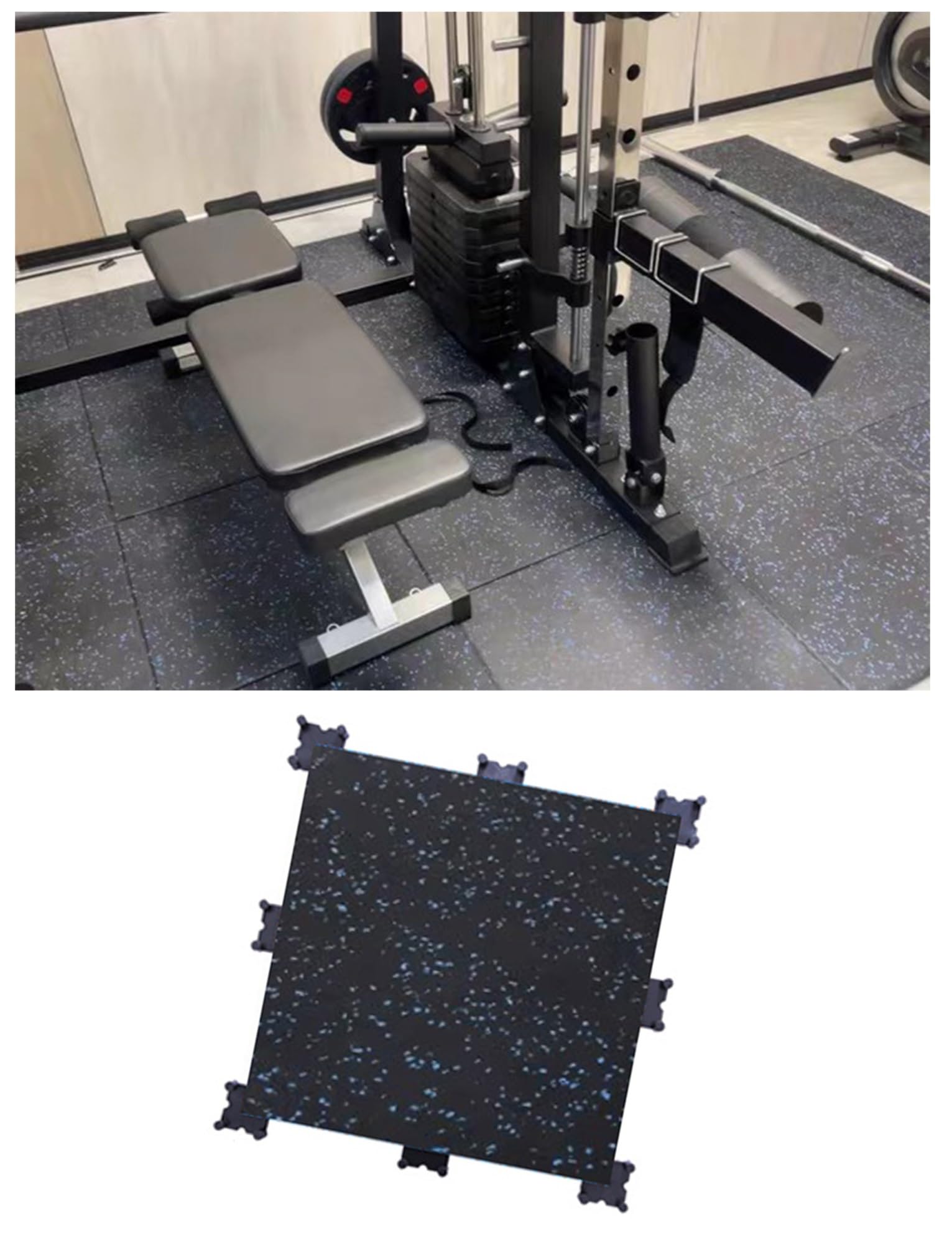Piastrelle in gomma for il fitness da 20 mm (piastrelle da 20 x 20 pollici) Tappetini in gomma ad incastro for palestra domestica, tappetini for esercizi, tappetini for attrezzature e pavimenti for sa