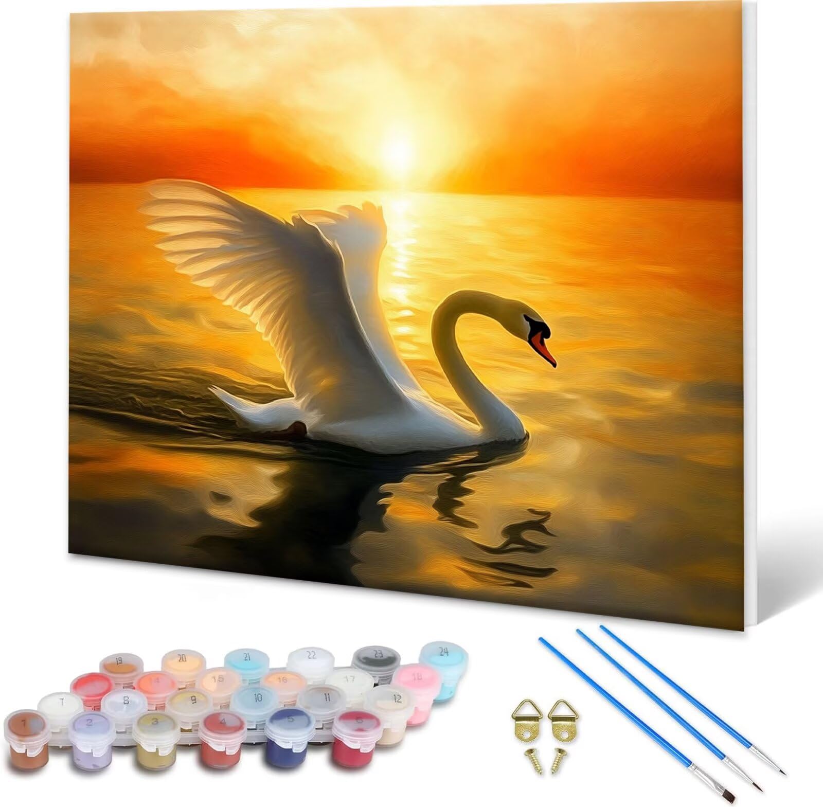 Malen nach Zahlen Tier, Malen nach Zahlen Erwachsene Schwan, Paint by Numbers Kreativ Set für Erwachsene, DIY Ölgemälde Leinwand Kunst Bastelset für Zimmer Deko Geschenke 90x70 cm, Rahmenlos S-1
