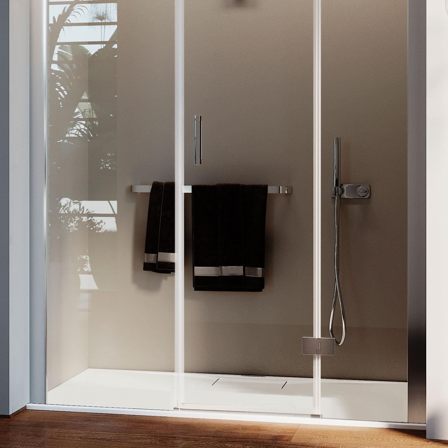 Porta Doccia 165CM H190 Vetro Trasparente con Easy-Clean mod. Flip Anta + Fisso