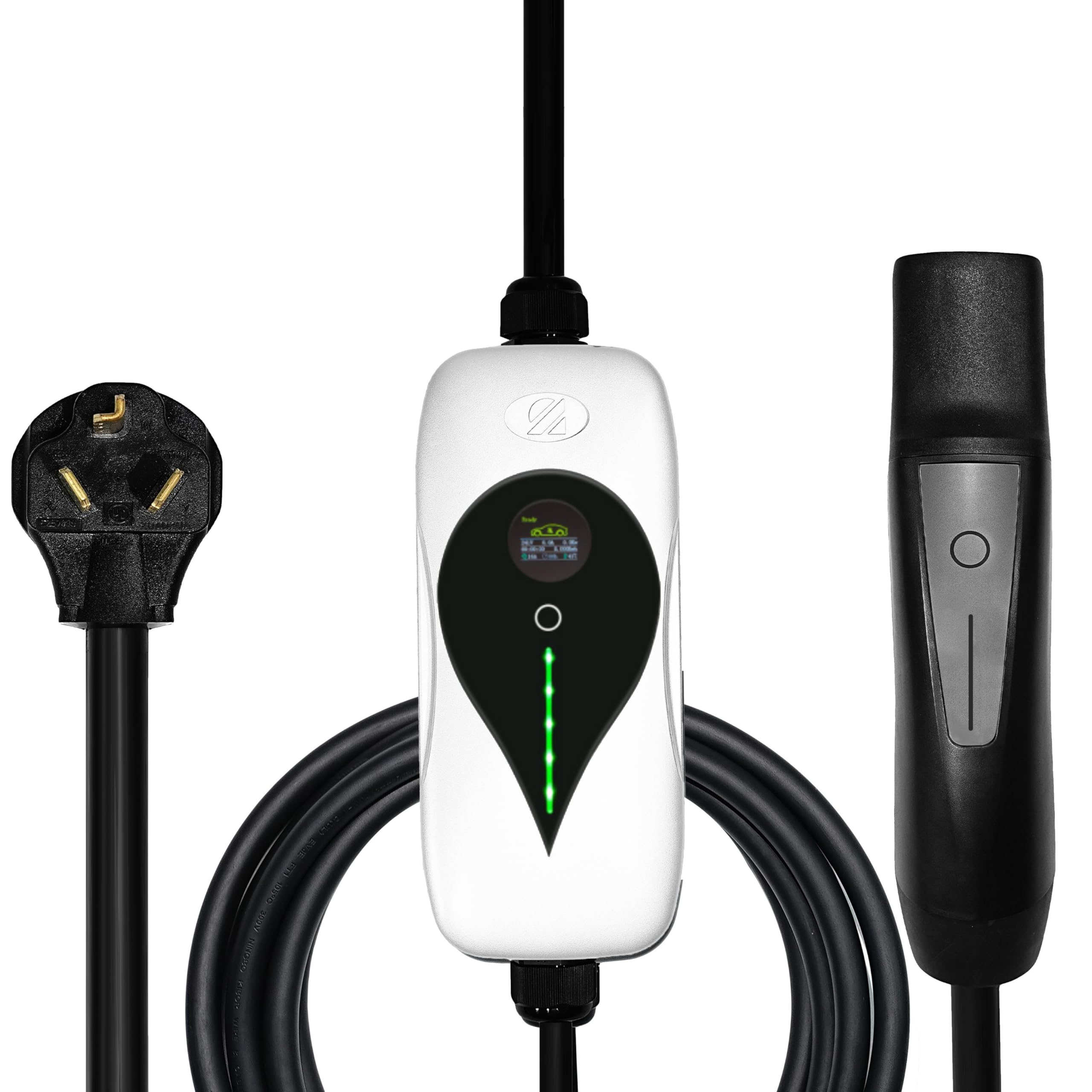 Tesla Model Y/3/S/X Portable EV Charger Level 2, 32Amp, 90-260V, 7KW, Charging Cable with NEMA 10-30 Male Plug Home Charging, Ev Charge Station Charge Gun, with Cable and Connector