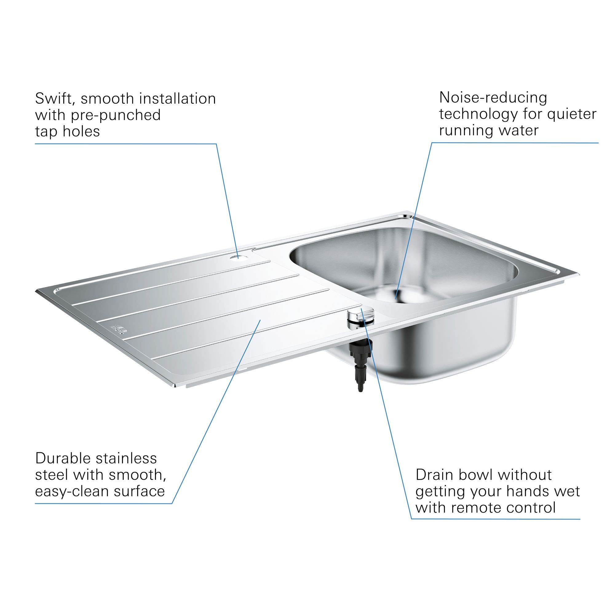GROHE K200 | 1 umywalka | zlewozmywak kuchenny - Top Mount odwracalny | w zestawie: zestaw odpływowy, kosz sitowy, zestaw montażowy | stal nierdzewna | 31552SD1