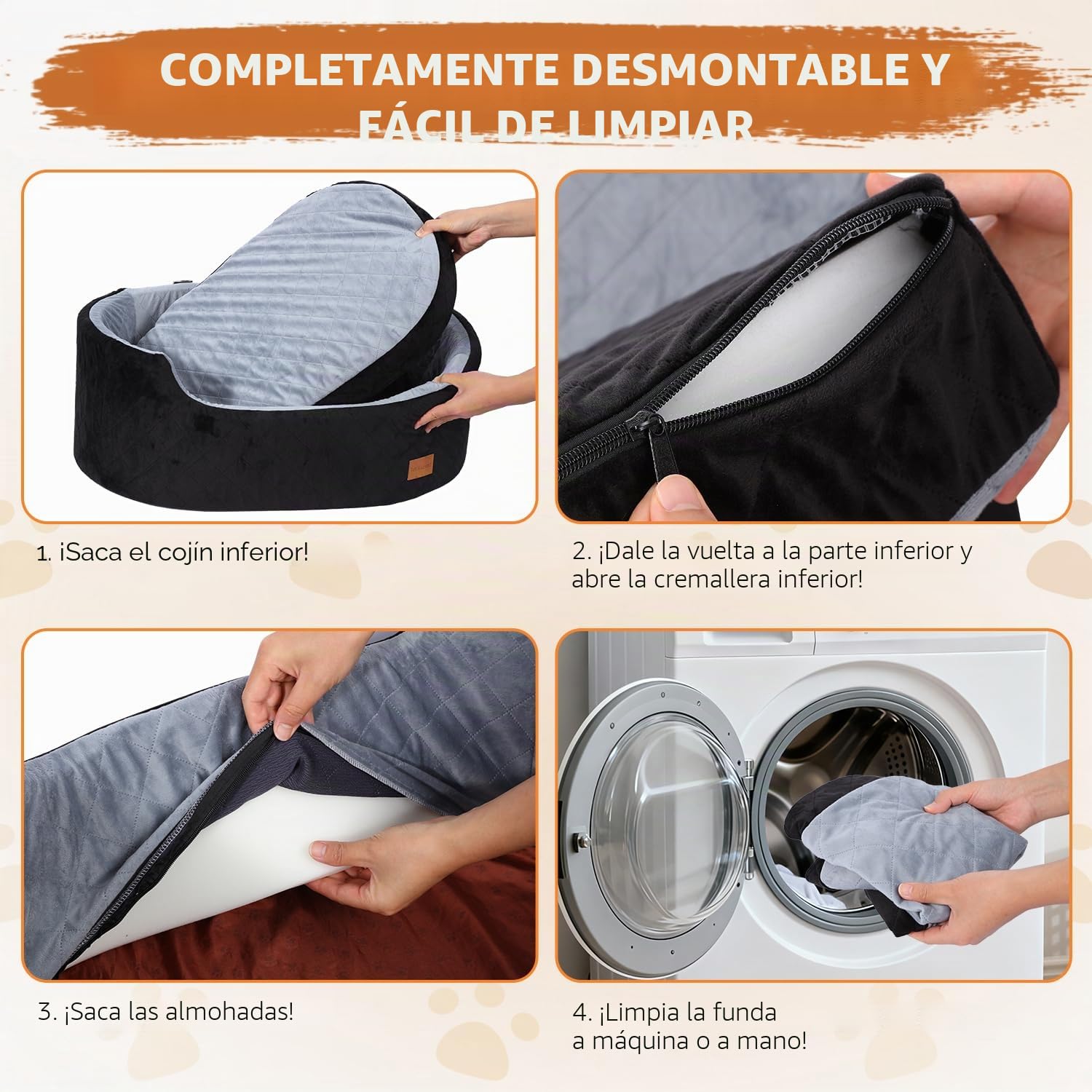 Asiento de Coche de 10 cm de Altura para Perros de Menos de 25 kg | Cojín de 70 x 42 x 10 cm, 2 correas de seguridad, asiento para coche para perros con funda extraíble y lavable