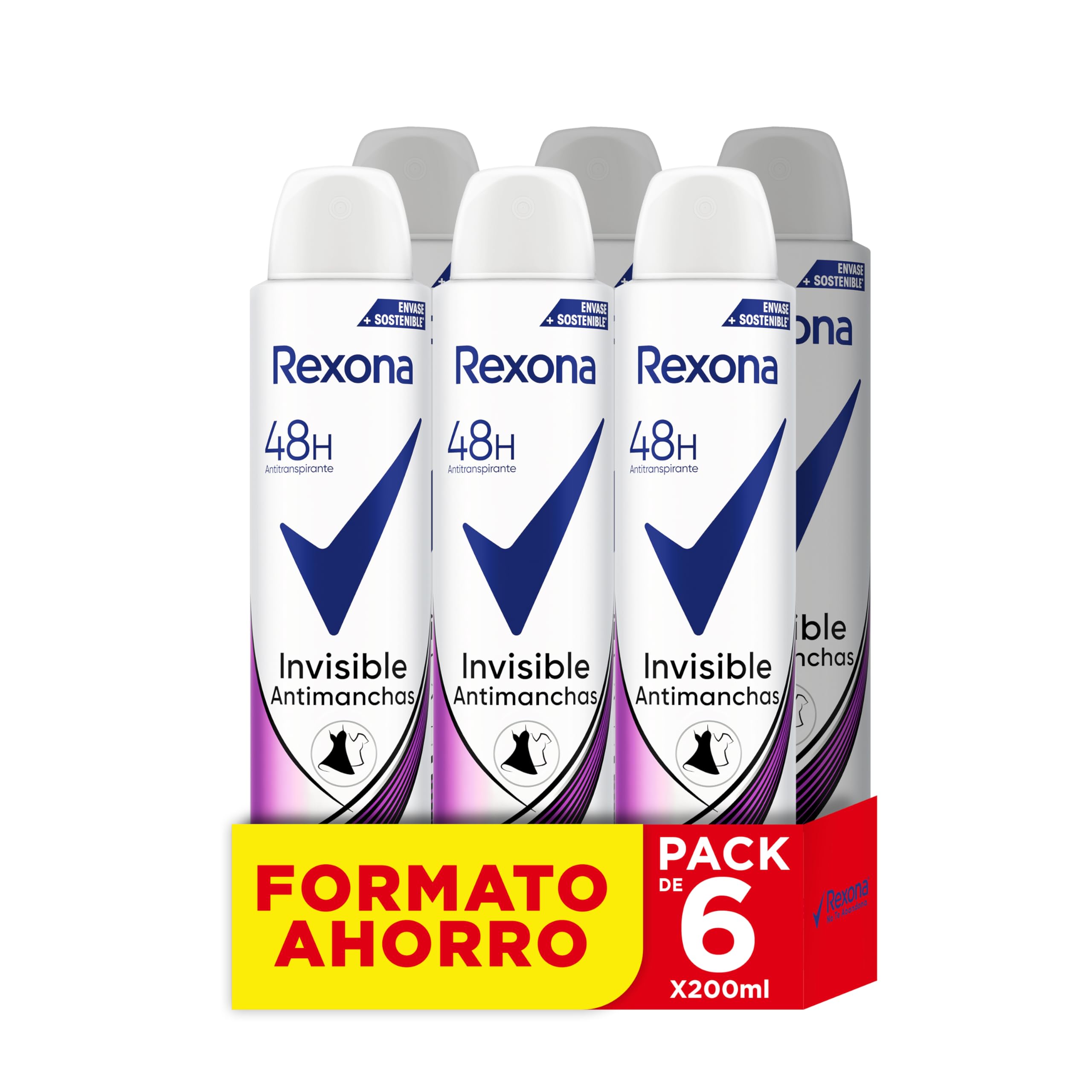 Rexona Oryginalny dezodorant w sprayu ochrona 48h Invisible Black & White Antyperspirant dla kobiet 200mlx6