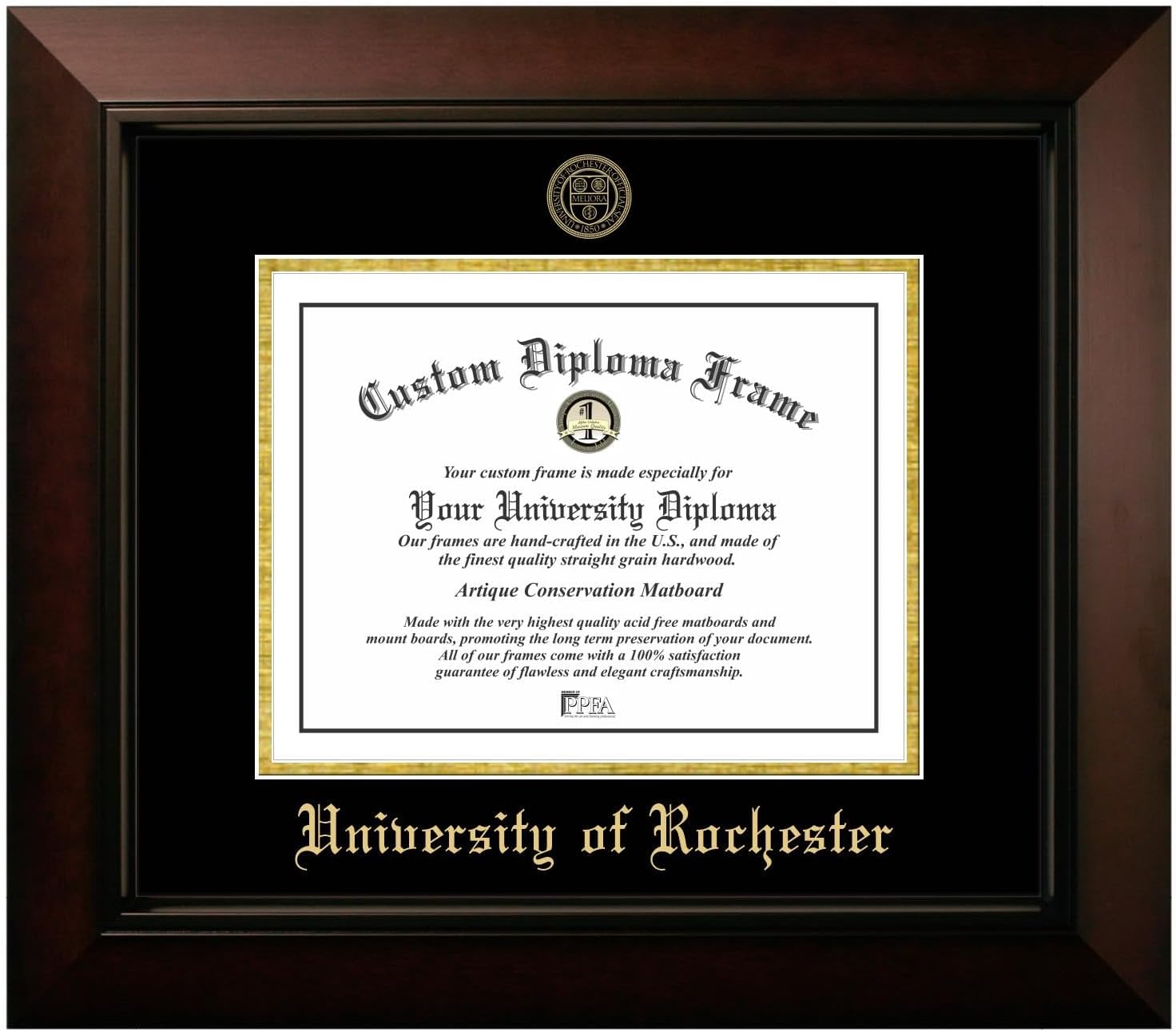 Campus Images University of Rochester 11w x 8.5h Legacy Black Cherry Gold Embossed Diploma Frame