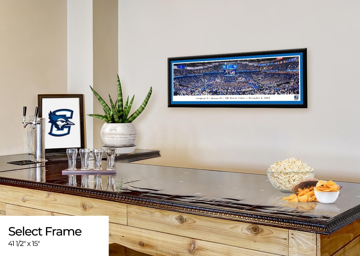 Creighton Bluejays Basketball Celebration - Single Mat, Select Framed Picture by Blakeway Panoramas (41.5"W x 15.5"H)