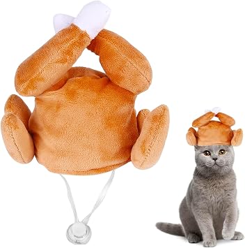 Cat Pet Thanksgiving Turkey Hat for Halloween Thanksgiving Costumes Hat Small Dog Drumstick Hat for Accessories and Party Favors.
