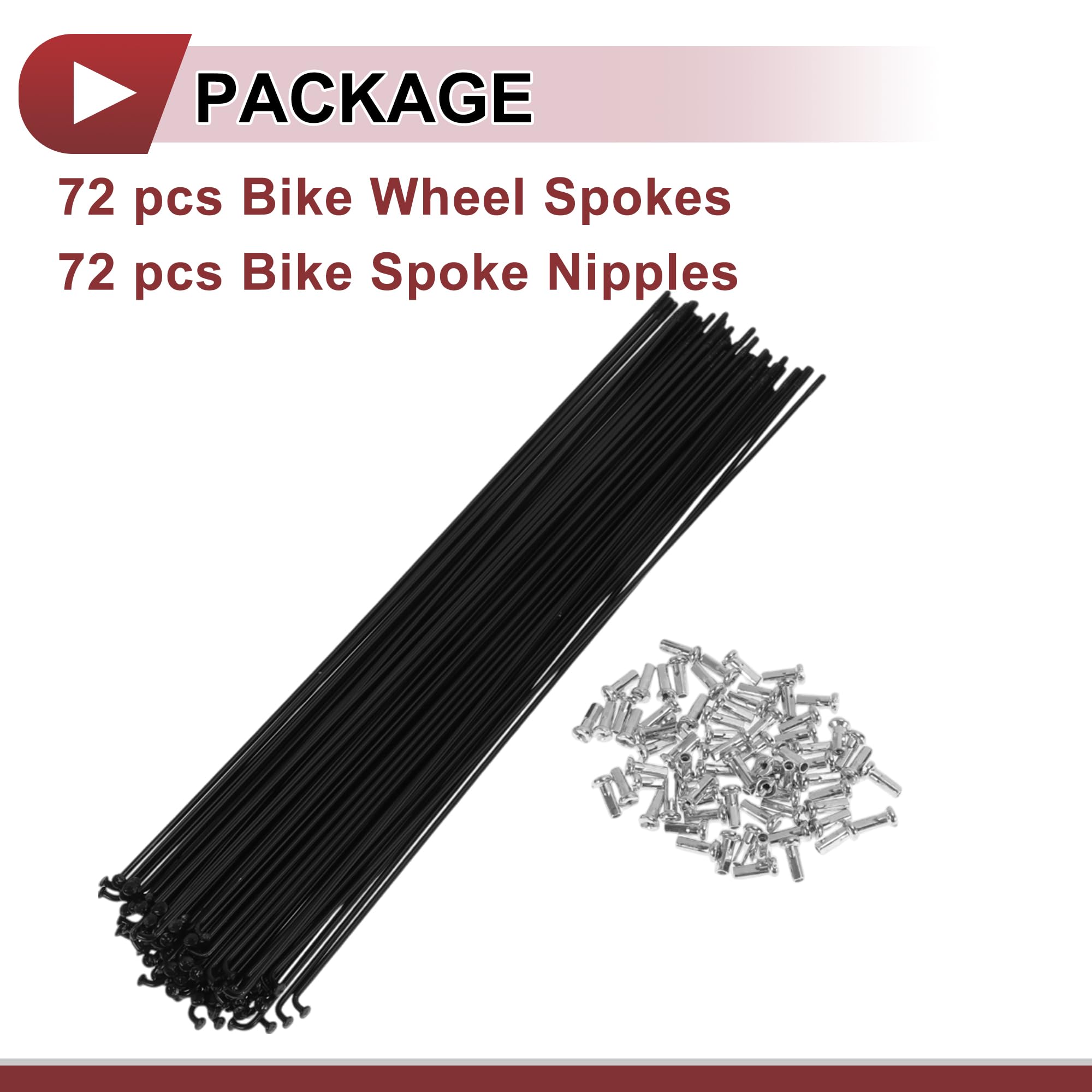 72Set 14G Raggio Bicicletta Raggio Ruota Della Bici In Acciaio Al Carbonio Nero