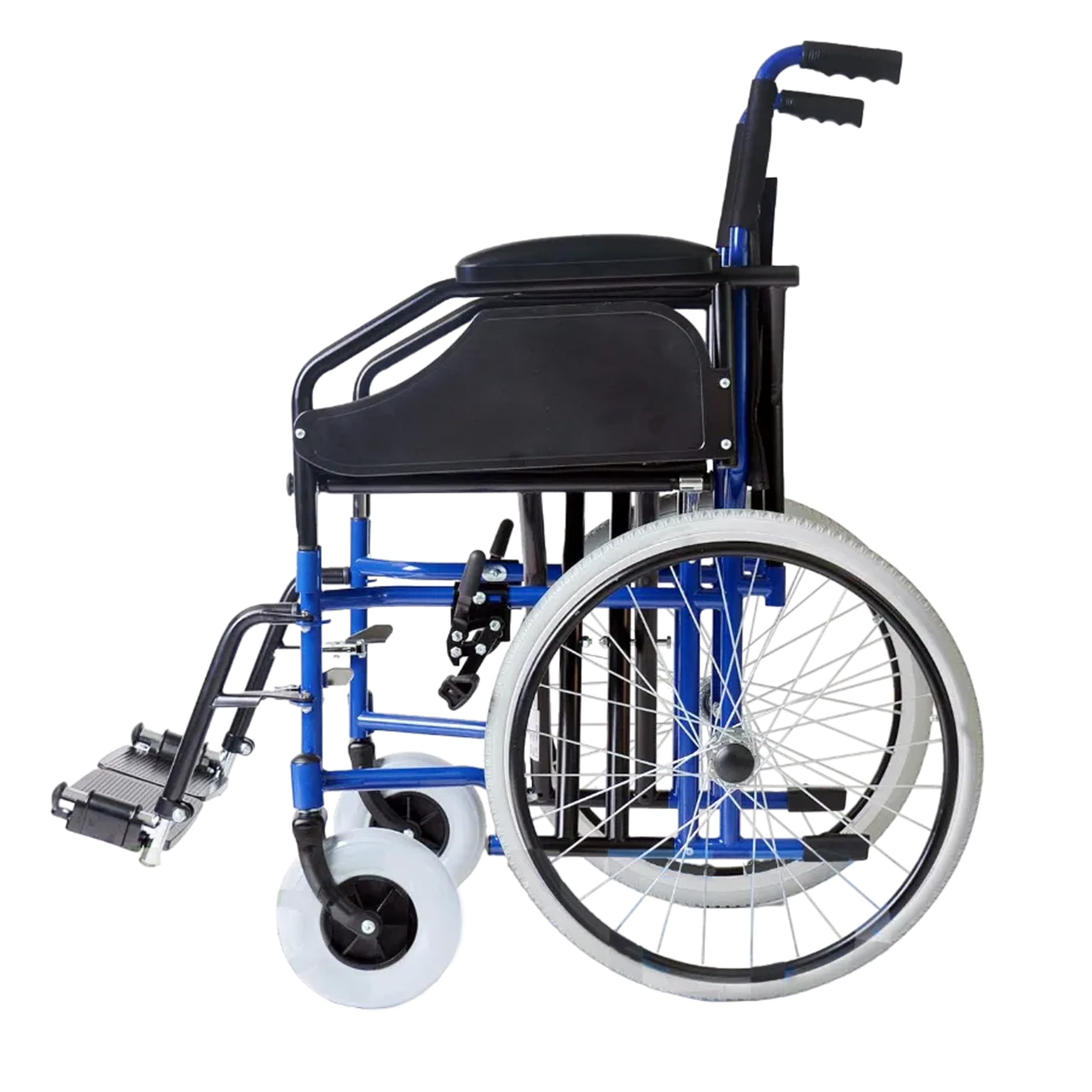 GOVITA Carrozzina Pieghevole Per Passaggi Stretti, Ideale Per I Passaggi In Ascensore_Gostreet Slim 40 Cm - Telaio Doppia Crociera In Acciaio Sedia A Rotelle Pieghevole Slim (BLU)