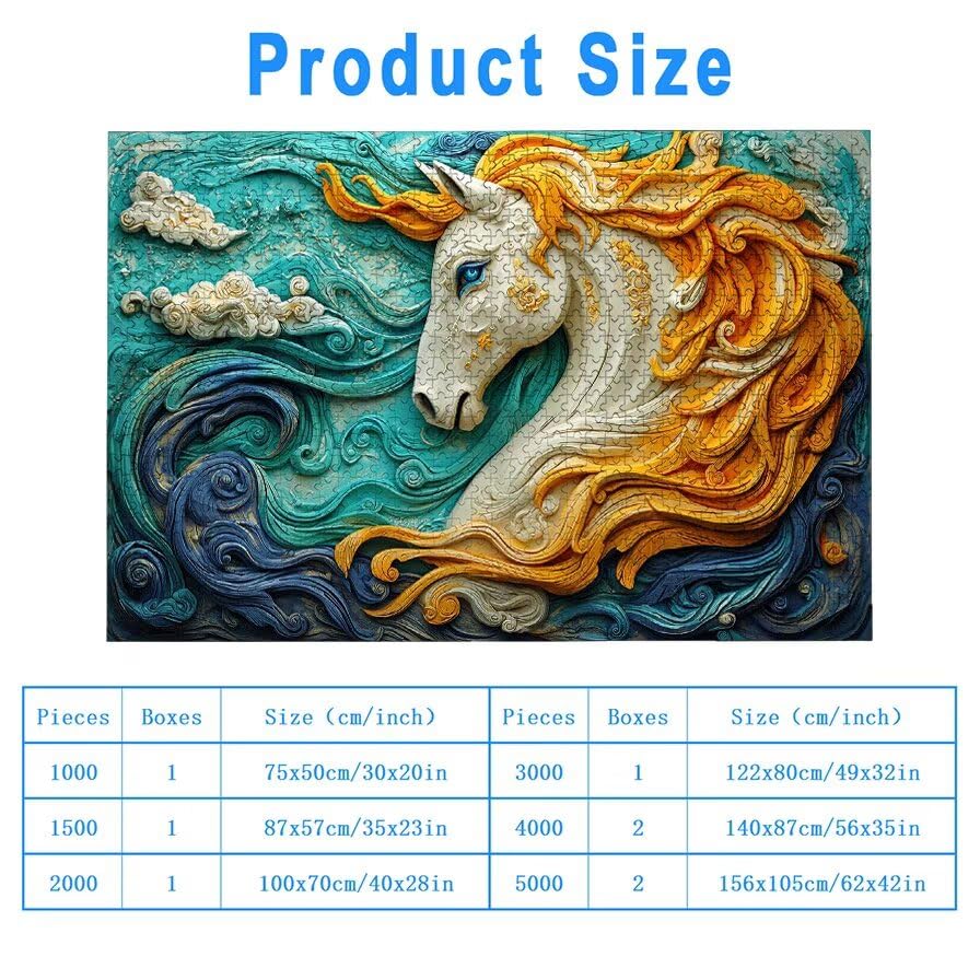 Puzzle 1500 Piezas, Puzzle Caballo con Caja Regalo, Animal Puzzles 1500 Piezas Adultos, Medidas: 87 x 57 cm, Rompecabezas Adultos de Madera, Rompecabezas para Decoración Hogar, Regalo Mujer, -4986