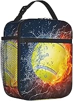 Vista 2 de Bolsa de almuerzo con pelota de tenis para niños y niñas, divertida, deportiva, reutilizable, aislada, bolsa de almuerzo portátil para niños