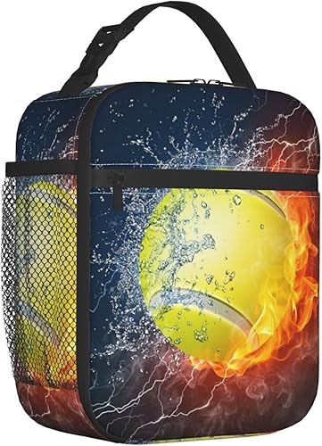 Miniatura 2 de Bolsa de almuerzo con pelota de tenis para niños y niñas, divertida, deportiva, reutilizable, aislada, bolsa de almuerzo portátil para niños,