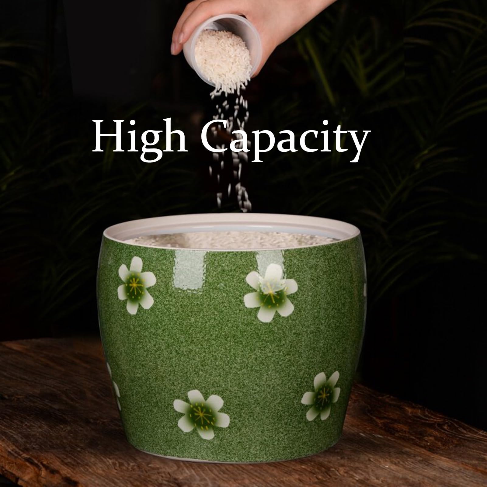 Ceramiczny Storage Container, Pojemnik do przechowywania z Pokrywką, Pojemnik na Musli o Dużej Pojemności do Fasoli, Kukurydzy, Pszenicy, Płatków Owsianych, Pojemnika(10.6x10.2in/27x26cm)