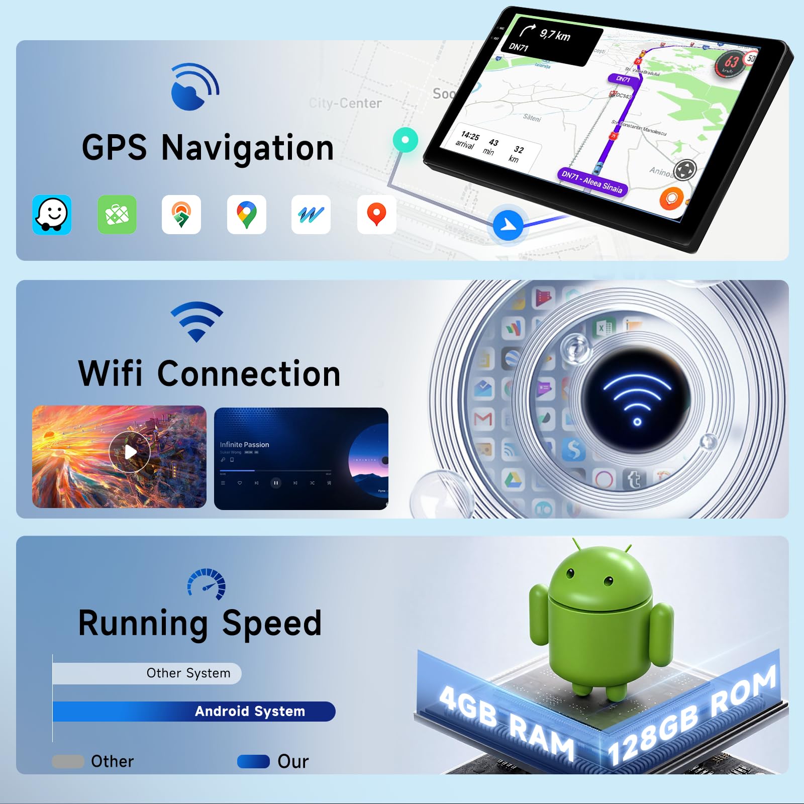 Hodozzy 4GB+128GB Android Autoradio für Land Rover Freelander 2 2007-2012 mit Carplay Wireless Android Auto, 9 Zoll InCell Touchscreen 2 Din Radio mit GPS Navi Bluetooth DSP WiFi RDS, Rückfahrkamera