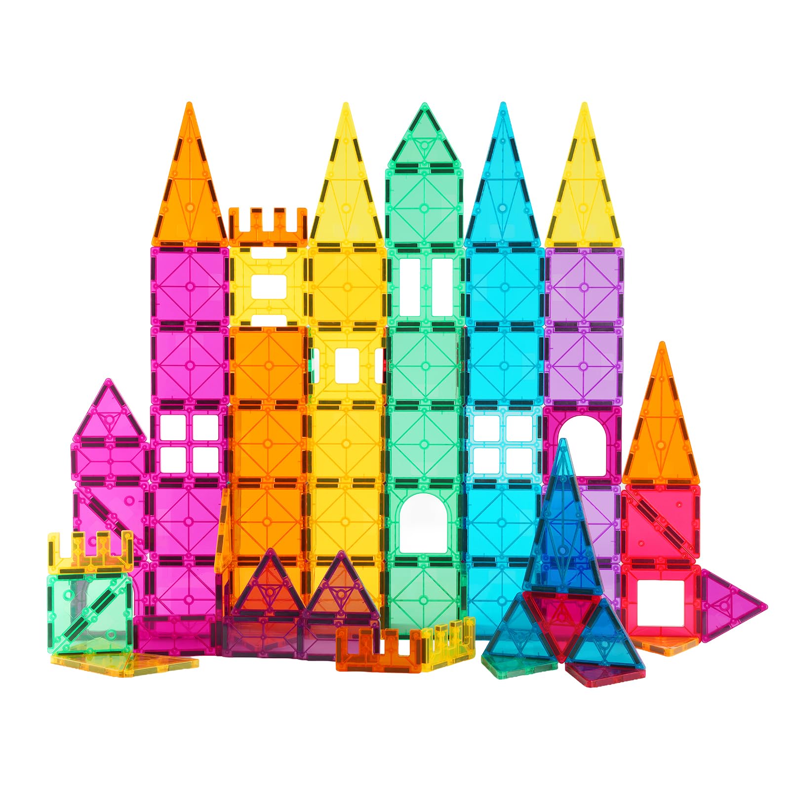 STEM Magnetic Tiles 70PCS Educational Toys for Kids Ages 3-8, Montessori Sensory Magnet Blocks for Toddlers, Classroom & Home Construction Kit