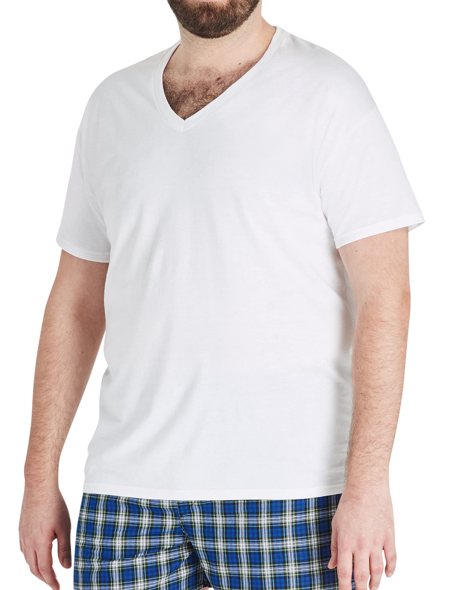 Hanes Ultimate Big V-Neck T-shirt bianca da uomo, confezione da 4