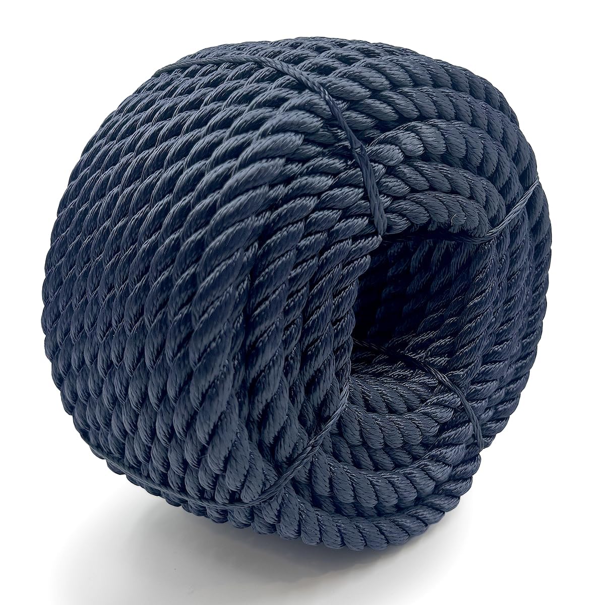 Heavy Duty Twisted PP/Polyester/Nylon Rope, Weather-Resistant &amp; Waterproof Rope for Pool, Marine, Camping, Household Use, Construction &amp; Rigging Applications (Navy, 3/8in X 98FT)